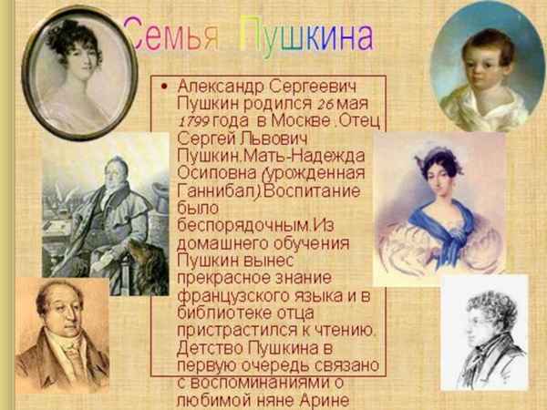  Краткая биография семья пушкина